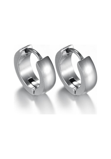 Bombeli Halka Unisex Erkek Bayan Geniş Çelik Küpe Çifti 6 MM Mse7