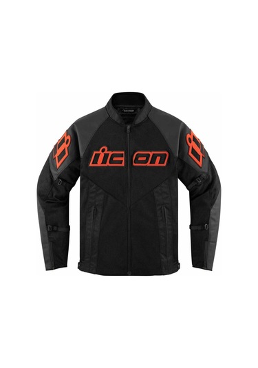 Icon Mesh Af Lthr Korumalı File Motosiklet Montu Siyah Oranj