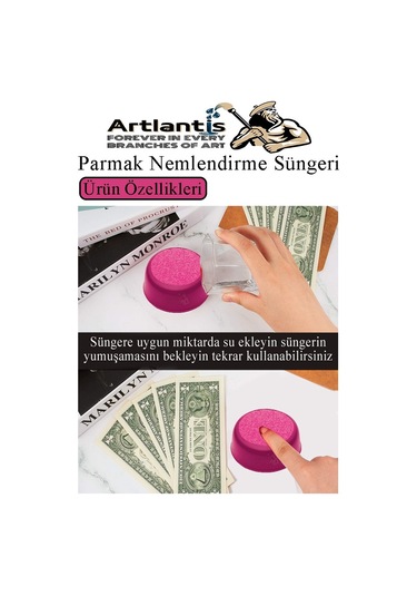 Parmak Nemlendirme Süngeri Mavi 2 Adet Renkli Masaüstü Pul Süngeri Para Sayma Süngeri Poşet Kağıt Ayırma Süngeri Büro Mavi