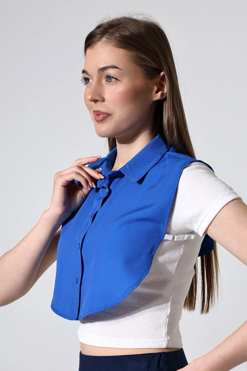 Schık Schık Pamuklu Yakalı Çıkarılabilir Yarım Gömlek Saks Sckwm24gml01 Saks