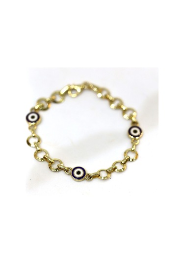 Yenigün Kuyumculuk 14 Ayar Altın Nazar Boncuklu Çocuk Künye 735 Sarı Altın