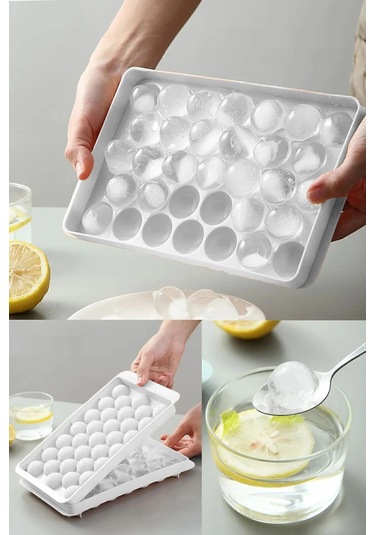 Valletta Pumo Beyaz 33 Bölmeli Kapaklı Küre Buz Kalıbı Beyaz