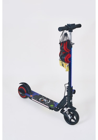 Elektrikli Çocuk Scooter 130w 3 Kademe Hız Ayarlanabilir Gidon Uzun Menzil Koruma Seti Hediye Siyah