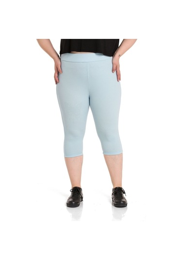 Büyük Beden Fitilli Karyoka Dikişli Diz Altı Bebe Mavi Tayt