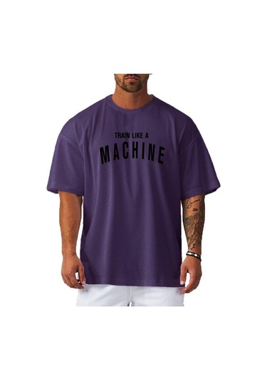 Siyah Muscleguys Yaz Fitness Giysileri Erkek Hızlı Kuruyan Nefes Alabilir Koşu Antrenman Bol Kısa Kollu Antrenör Üstü