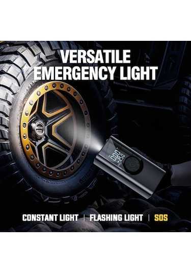 Willowhaven Siyah Taşınabilir Elektrikli Hava Pompası 150 Psı 3x1500mah Pil Işık Göstergeli