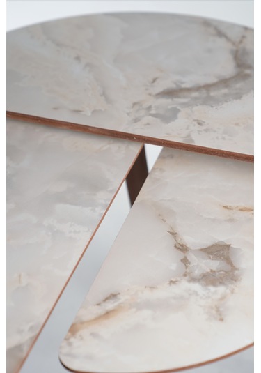 Roma 3'lü Zigon Sehpa %100 Mdf Yarım Ay Buz Gri Mermer Desen