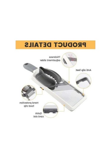 Createtech Antrasit Renkli Ayarlanabilir Paslanmaz Çelik Bıçağı, Peynir Rıhtımlı Mandolin Dilimleyici, Hızlı Kıyma, Taşınan Antrasit