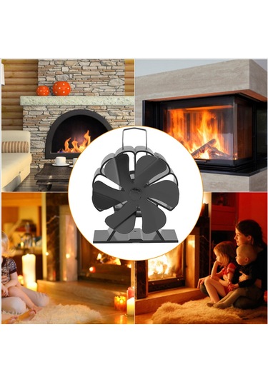 Maiyame Sessiz Metal Şömine Fanı - Hızlı Isıtma İçin 6 Kanatlı Şömine Üfleyici