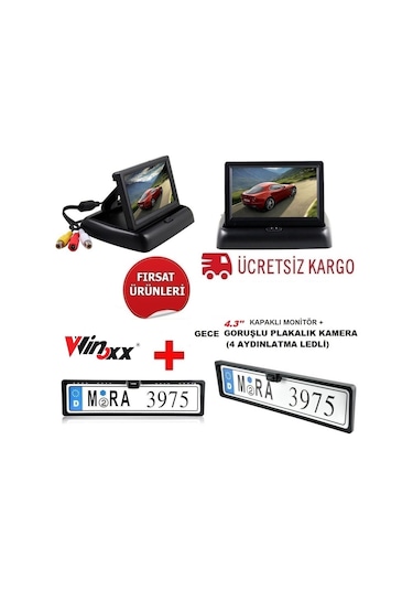 Kameralı Park Sensörü 4.3''Kapaklı Ekran+Kamera