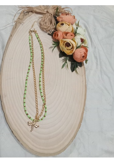 Yusufcuk Uçlu Çift Kolye Yeşil