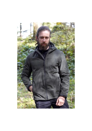 Softshell Erkek Mont Su Geçirmez Kapüşonlu Outdoor 350 Flam2 Fiyort Rüzgar Günlük Haki