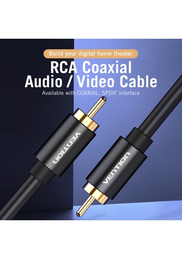 Geeroyoo Vention Yüksek Kaliteli Rca Koaksiyel Ses Kablosu, Spdıf Ve Coaxial Uyumlu, 1m Metal Kaplama