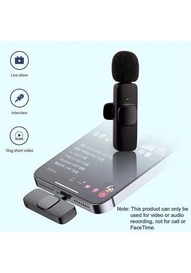 Kablosuz Yaka Mikrofonu 2'li Typ-c Uyumlu Mini K9 Vlog Mikrofonu, Telefon Mikrofonu-1340
