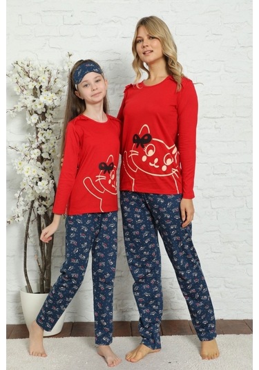 Alimer Kız Çocuk Bisiklet Yaka Uzun Kollu Pijama Takım Edy5157Uy