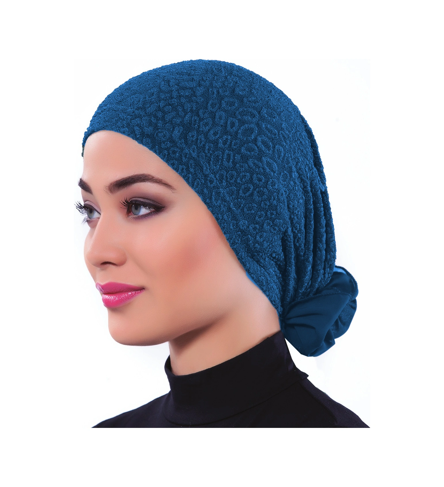 Brokar Tüllü Petrol Hazır Türban Tesettür Bone Petrol