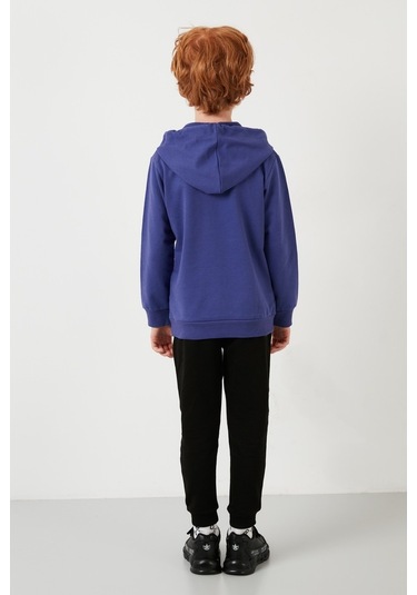 Lela Baskılı Kapüşonlu Cepli % 100 Pamuk Çocuk Unisex Çocuk Takım 5922017 Mor