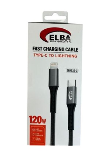 Elba Elb120-2 120w Type-c To Lightning 1mt Siyah Örgülü Şarj Kablosu Data Veri