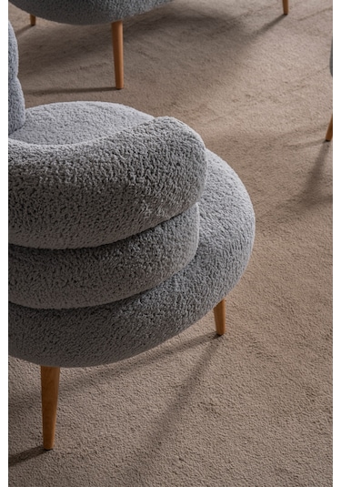 Barel Özel Tasarım Çay Seti Koltuk Takımı,berjer Ve Puf Ofis Balkon Cafe Bahçe Salon Mobilyası 3 Lü Takım Gri Gri