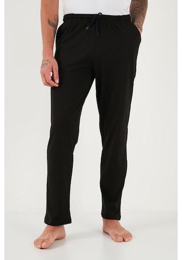 Buratti Pamuklu Regular Fit Normal Bel Düz Paça Cepli Erkek Pijama Altı 6574003 Siyah