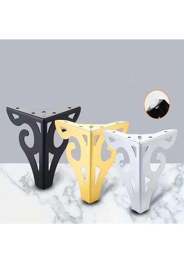 Hightower Siyah 4 Adet Minimalist Mobilya Ayakları, Ayarlanabilir Dayanıklı Metal Bacaklar Siyah