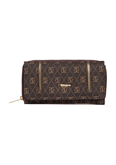 Kadın Desenli Kağıt Para Ve Kartlık Bölmeli Cüzdan Kahverengi