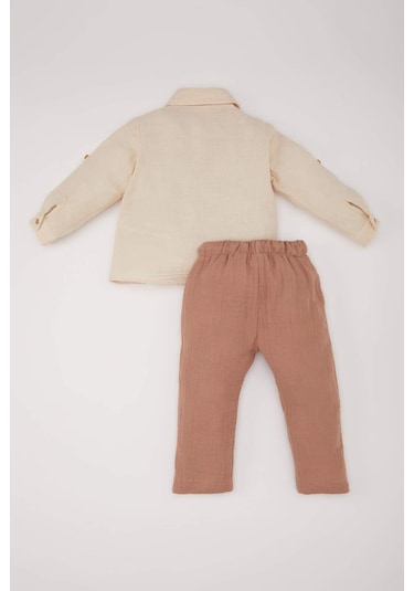 DeFacto Erkek Bebek 2'li Takım Müslin Uzun Kollu Gömlek Beli Lastikli Alt E2013A525SPBG286 Bej DeFacto Erkek Bebek 2'li Takım Müslin Uzun Kollu Gömlek Beli Lastikli Alt E2013A525SPBG286 Bej