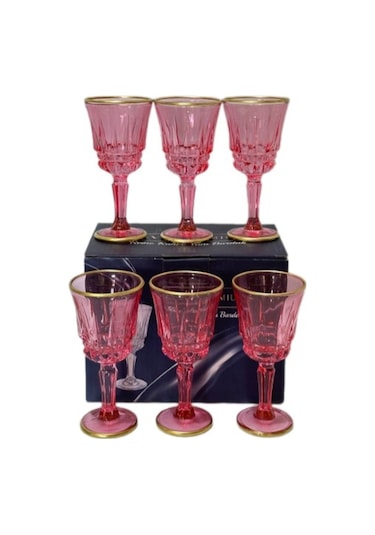 Akıllıelma-lavin Cam Kahve Yanı Bardağı 6'lı Pembe Pembe