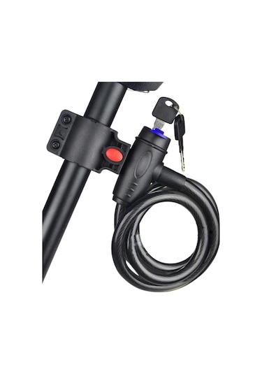 Anahtarlı Çelik Kilit Bisiklet Motosiklet Bebek Arabası Anahtarlı Güvenlik Kilidi Gri - Siyah