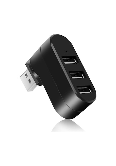 Valkyrie 3 Portlu Usb 2.0 Hub Döner Kafalı Splitter Hub Adaptör Siyah