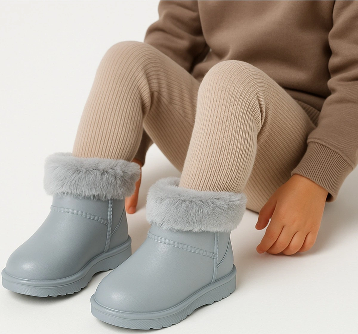 Çocuk Kışlık Kar Yağmur Botu Su Geçirmez, Peluş Astarlı, Eva W10290-225 Tokio Borreguito Modeli Gri