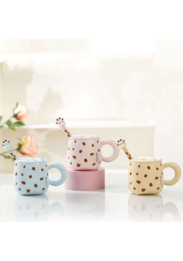 Zürafa Temalı Seramik Kupa 1966 Bebek Mavi