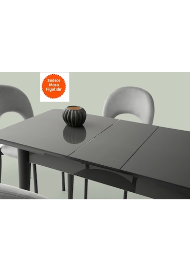 Ortadan Açılır Büyüyen Yemek Masası Gümüş Gri 90x160cm Gri