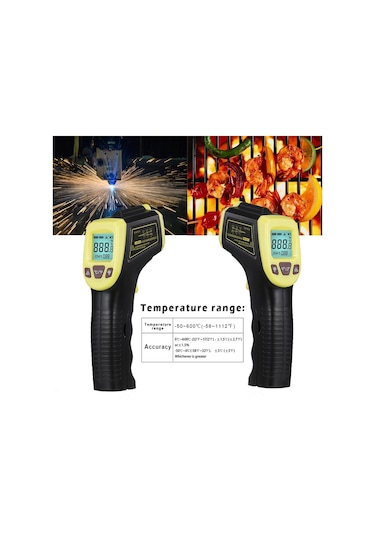 Gm320s Temassız El Tipi Endüstriyel Kızılötesi Termometre Yüksek Hassasiyetli Lcd Ekran Arkadan Aydınlatmalı Sıcaklık Test Cihazı - Sarı