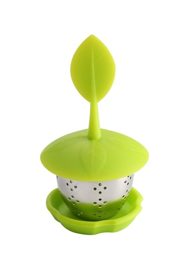 Sones Paslanmaz Çelik Silikon Askılı Çay Poşeti Çay Süzgeçleri Yeşil