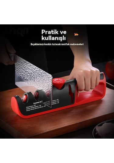 Airron Ayarlanabilir Açıya Sahip Ev Tipi Elmas Kalemtıraş-kırmızıve Siyah