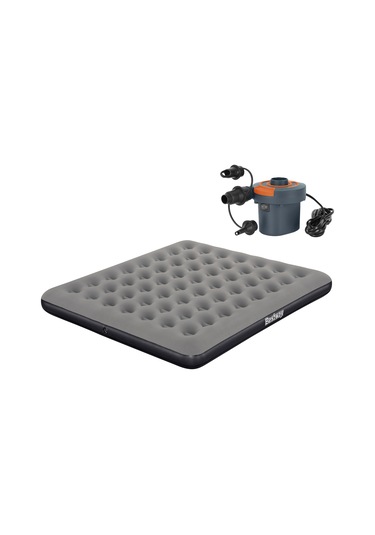 Bestway Ultra King 3 Kişilik Şişme Yatak Ve Elektrikli Pompa 203x183x22cm 671hc Bw147 Gri