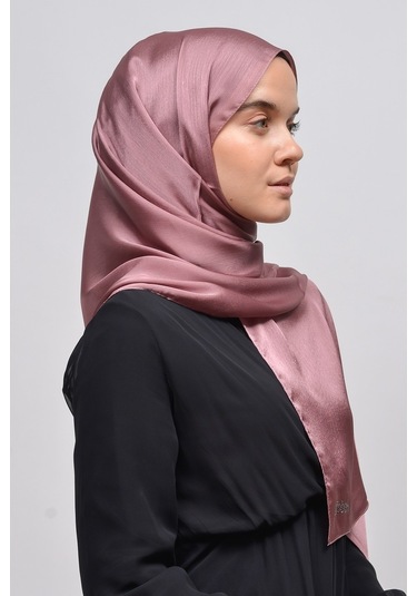 Altobeh Janjan Şık Parlak Saten Dokulu Kadın Tesettür Abiye Şifon Şal - Koyu Pudra
