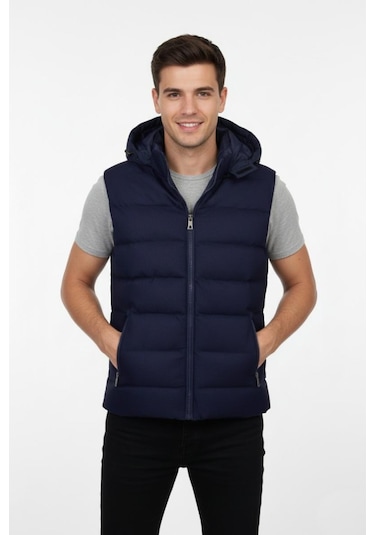 Erkek Spor Kapüşonlu Yelek Regular Kalıp 961-309 Bgl-st04874 Lacivert