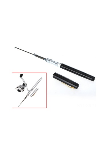 Xiyyadms Kompakt Siyah Fiberglas Balıkçılık Kamışı + Alüminyum Makara, Cep Boyutunda, 96.2cm Uzunluk, 5.1:1 Hız Oranı, Taşınabilir Balıkçılık Aleti