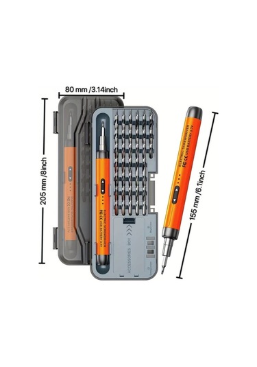 Xuweiwei Gri Blivrig 46li 1 Kablosuz Elektrikli Vidalama Seti 38 Manyetik Bit Usb Sarjli Lityum Batarya Onarim Aleti