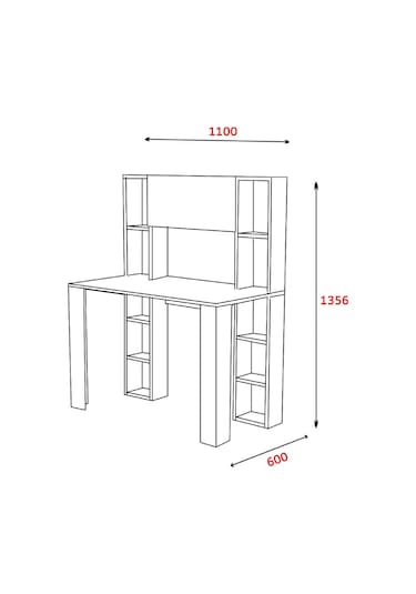 Dekorosso Dekorosso Vital Raflı Dolaplı Çalışma Masası Beyaz-Ceviz