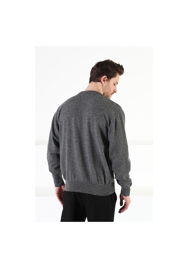 Ferraro Füme Bisiklet Yaka %100 Kuzu Yünü Erkek Kazak Füme (536154970) Füme