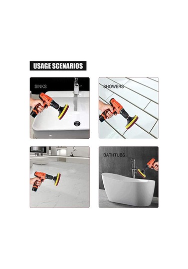 Xindoker 12 Parça Elektrik Matkap Fırçası Seti - Tuğla, Lavabo, Zemin Temizliği İçin Sprey, Yumuşak Sponge Ve Uzatma Çubuğu