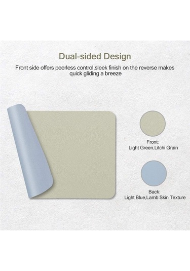 Çift Taraflı Su Geçirmez Deri Mouse Pad 1 Adet, Açık Yeşil Ve Açık Mavi
