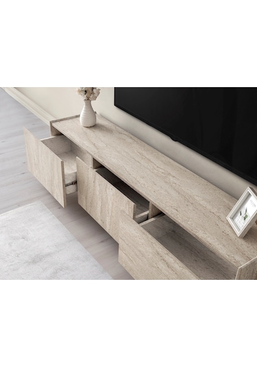 Traverten Mdf Tv Ünitesi Mermer