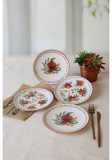Kerramika Nar Ege Pasta Tabağı 20 Cm 4 Adet 23800-01 Çok Renkli