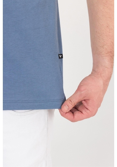 Erkek Compact Penye V Yaka T-shirt Turkuaz
