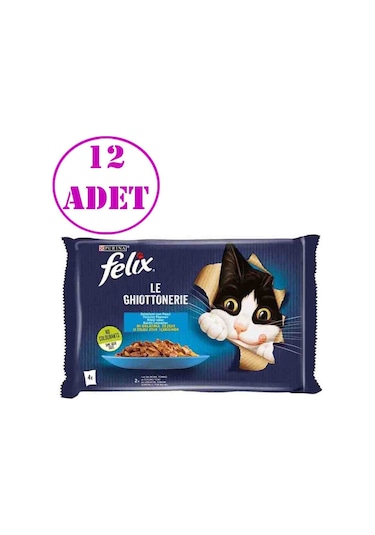 Felix Multipack Somonlu ve Ton Balıklı Yetişkin Kedi Yaş Maması 4 x 85 G 12 Adet