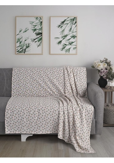 Tek Kişilik Baskılı Pike Koltuk Örtüsü Breeze 180x230 Cm Açik Gri